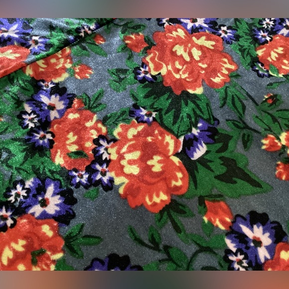 Zara Velvet Dress Women Stretch Midi Size L Floral Green Colorful Fall Party - Picture 6 of 9